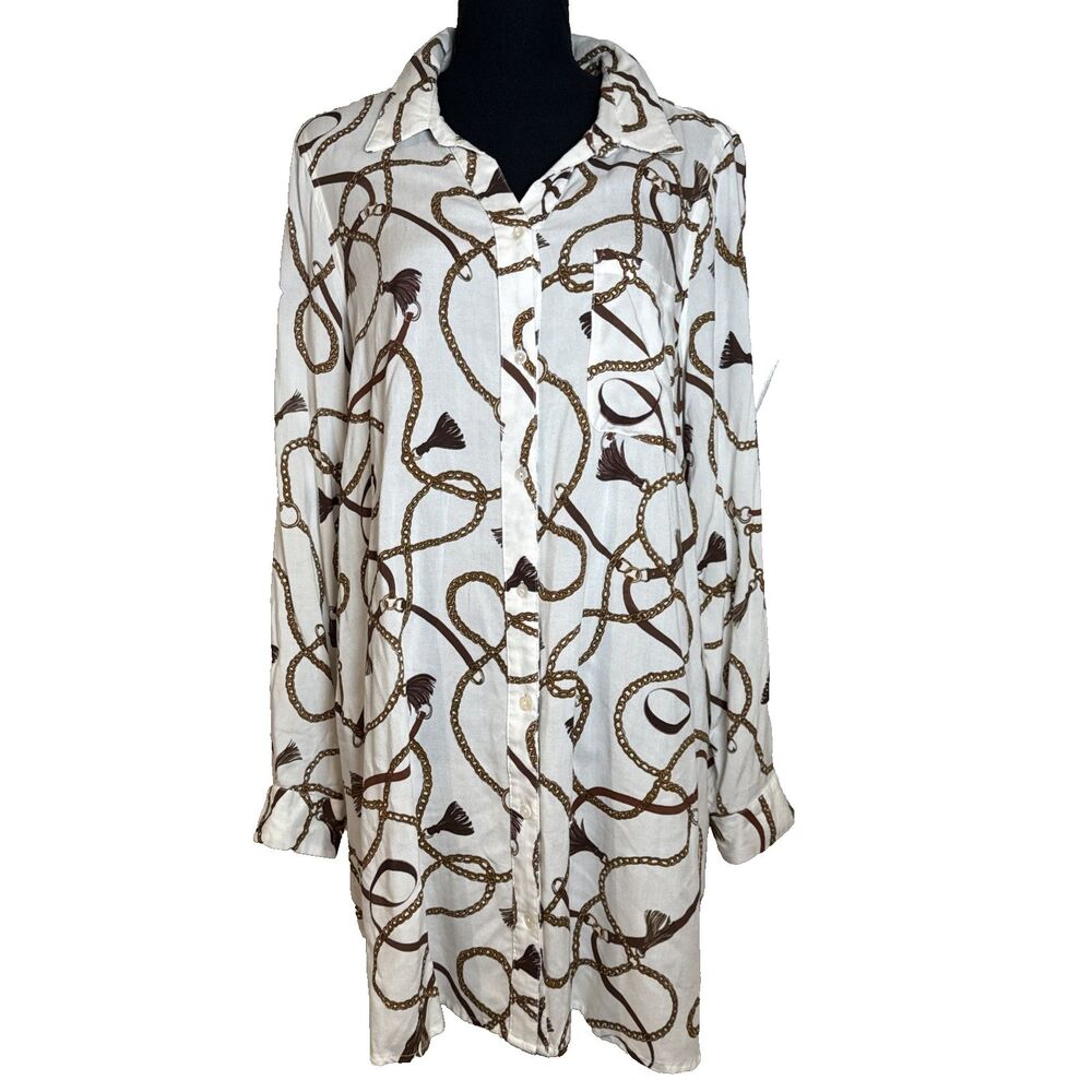 Intro Shirt Dress Women's Large NWT Horse Bridle Equesterian Cowgirl Rodeo